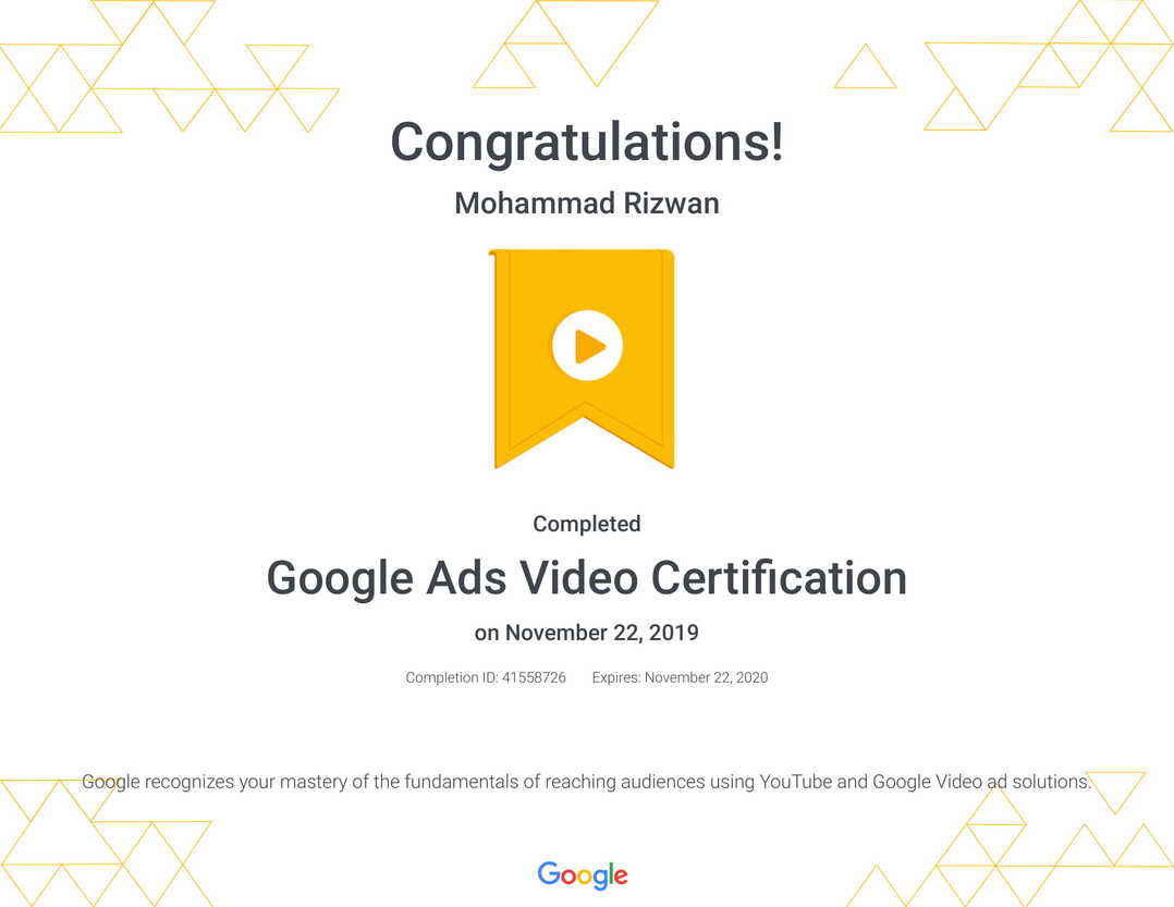 Google Ads video Certification